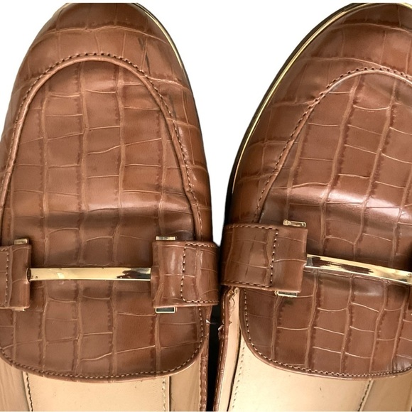 Liz Claiborne Brown Almond Toe Croc Slip On Loafer Shoe Size 10 - Picture 5 of 10